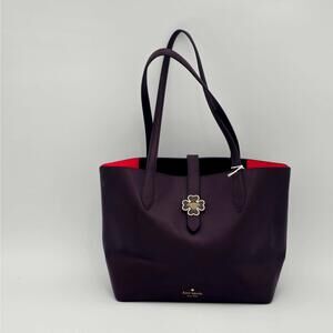 Kate Spade Kaci‎ Medium Clover Tote - Chocolate Cherry & Red inside